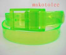  Personality mens belt womens belt Korean version of the trend transparent fluorescent green pants with wild trend casual buckle head