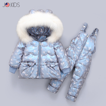 JO female baby down jacket suit 2021 winter new childrens coat childrens bib pants two-piece set