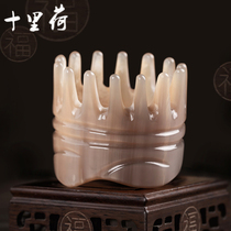 Natural cylindrical horn comb head meridian health massage anti-static household hair treatment comb unisex shampoo brush