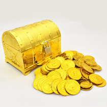 Childrens Pirates Treasure Hunt Plastic Golden Treasure Box Gold Coin Gem Diamond House Game Toy Performance Props