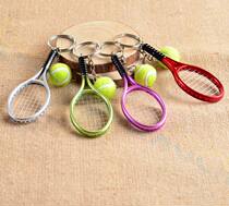 Tennis racquet bag pendant plastic mini tennis racket keychain trinkets sports fans souvenir school gifts