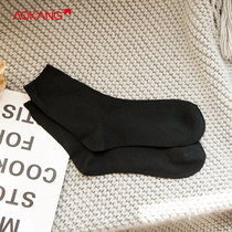 Aokang socks spring and autumn mens black stockings solid color simple fashion mens socks business style leather shoes