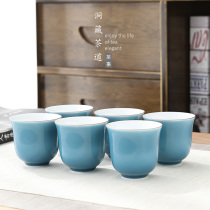 Kung Fu tea with sheep fat jade teacup Ceramic large water cup 6 sets of household simple white porcelain Celadon master cup