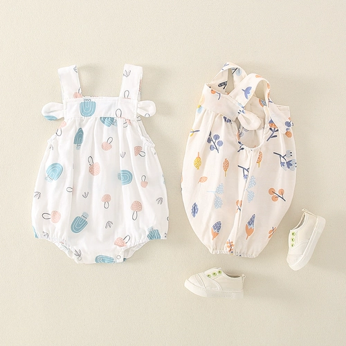 Детский летний комплект для девочек, тонкое боди без рукавов для новорожденных, в западном стиле