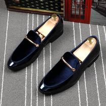 Summer patent leather Bean shoes mens Korean version of British style casual shoes fashion trend leather inner leather increased business shoes