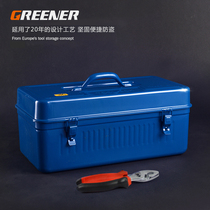 Green Forest Toolbox Household Iron Sheet Large Hardware Storage Box Multifunctional Car Empty Case Portable Toolbox