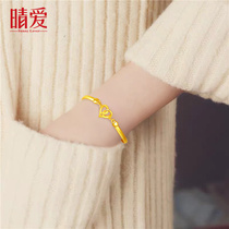 24k pure gold bracelet womens double heart new fashion 999 pure gold bracelet jewelry birthday gift to girlfriend
