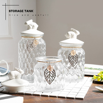 Sugar jar crystal glass storage European style creative childrens candy storage jar with lid home jar ornament decoration