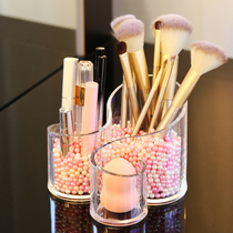 Makeup brush bucket transparent acrylic lipstick beauty egg cosmetics storage box dressing table desktop eyebrow brush tube