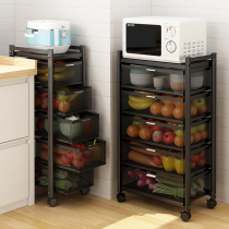 Kitchen shelf floor-standing multi-layer household lockers large-capacity vegetable basket storage microwave oven shelf