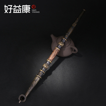 Long 96cm hand-carved dragon and phoenix design antique dry smoke bag old-fashioned pure copper rod big smoke pot pot pipe gift