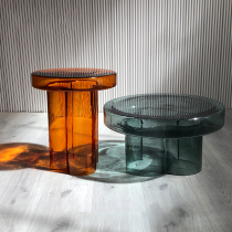 Modern modern Nordic minimalist designer modern living room side sofa handmade colored petal glass coffee table