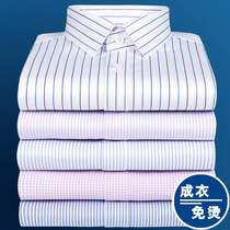 Crezden cotton DP garment non-iron long sleeve mens shirt business casual dress cotton striped wrinkle shirt