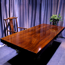 Okan solid wood large board tea table Log boss office desk Mahogany desktop Bar flower tea table Tea board pear whole piece
