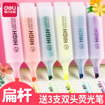 Del fluorescent marker pen color highlighter students use light fluorescent marker pen large capacity highlighter to take notes fluorescent marker fluorescent marker pen light color candy color for middle school students use a set