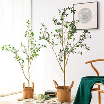 Nordic ins simulation Camellia large plant decoration potted Bell indoor living room floor fake green plant ornaments