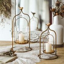 (Seven Mo)Vintage bird candlestick old Wrought iron European candlelight dinner wax table Wedding shooting props ornaments