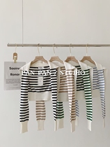 panpan knit black and white striped shawl female spring autumn sweater fake collar towel air conditioning tied sleeves outside a small group of shoulders
