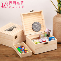 Wanyu vintage household solid wood needlework box sewing set storage box Hand sewing handmade DIY sewing tools