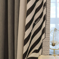 Finished curtain 2021 new classic black and white striped cashmere seamless stitching curtain chenille Nordic modern