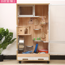 Chinchilla cabinet cage Household solid wood fir ecological board villa with air conditioning luxury blind date cabinet Chinchilla cage Wen Pet pavilion