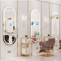 Barber shop mirror table Net red hairdressing mirror hair salon special tide cabinet integrated simple with lamp LED floor mirror