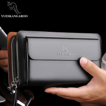 Lesen Kangaroo Hands Bag Male Genuine Leather Soft Leather Business Hand Grab Bag Tide Card Hand Grip Bag Large Capacity Wallet Casual Clip Bag