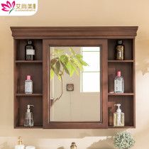 American bathroom mirror cabinet Solid wood mirror box Bathroom mirror Wall-mounted storage locker Bathroom vanity mirror cabinet