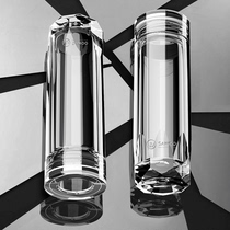 Shangwu high-grade double insulation glass transparent insulation drinking tea mens crystal cup Teacup drop-proof with cover