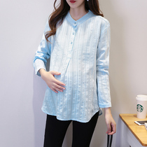 2022 Spring loaded Han version Livecollar Long sleeves Pregnant Woman Shirt With Short undershirt Undershirt Spring Autumn Gestation Pregnant Woman T-shirt