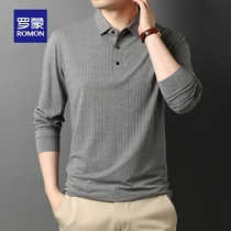 Romon autumn new mens long sleeve T-shirt lapel casual middle-aged dad suit top slim polo shirt mens T