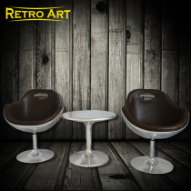 Nordic GRP Single Sofa Metal LEATHER DESIGN ALUMINUM LEATHER DINING CHAIR WINE GLASS CHAIR RETRO COMPUTER SWIVEL CHAIR
