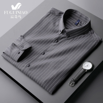 Fugui Bird Vertical Striped Shirt Men Spring and Autumn Business Leisure Professional Dress High-end Mens Long Sleeve Shirt Slim