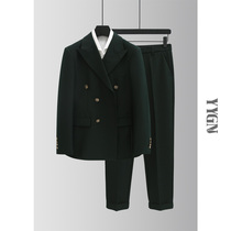 Italian double-breasted suit suit mens slim-fit light luxury atmosphere banquet formal dress Groom wedding suit two-piece suit tide