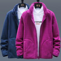 Double-sided wear coral velvet fleece jacket Women thickened hooded fleece jacket Mens sweater Autumn and winter fleece plus velvet jacket