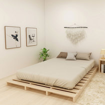 ins floor bed frame tatami pine wooden bed row skeleton Simmons floor bed homestay rental Nordic