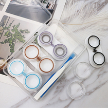 Kaida gorgeous transparent care box 6 Palace grid contact myopia glasses companion box multi-union 3 sets of beauty pupil box QR
