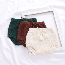Baby Knit Bread Pants Foreign Air Baby Big PP Pants Slim Fit Wool Thread Shorts Spring Loaded Girl Fart Pants