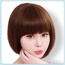 Wig womens short hair straight hair Qi bangs BOBO real hair BOBO natural fashion full head cover type real hair