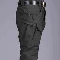 Side guard Spring and Autumn tactical pants overalls loose outdoor shark skin soft shell assault pants men plus velvet waterproof camouflage