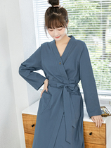 Cotton robe female spring and autumn long sleeve thin sexy cotton net red pajamas explosive ins Wind long Japanese bathrobe