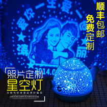 Custom photo DIY rotating starry sky projection lamp Light luxury Valentines Day gift to send boyfriend girlfriend birthday music