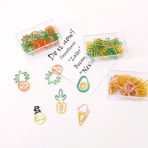 Chuangzhong 20 boxed two-color paper clip pineapple cute shape paper clip book clip paper return needle