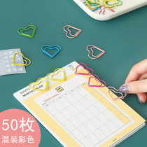 Color love paperclip peach heart styling bookmark girl heart paper pin office stationery students 50