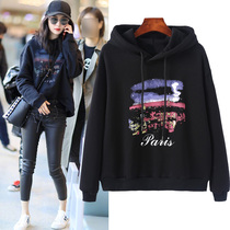 Hong Kong black sweater women 2021 autumn and winter New Fashion hooded bottoming clothes Korean version of lazy wind coat women