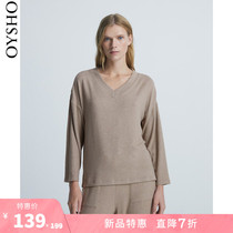 New Special oysho V-neck long-sleeved knitwear can be worn out in the top pajamas loungewear 31900720760