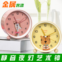  Silent luminous alarm clock Student cute bedside desktop Mini childrens hour clock clock Boy girl desk clock