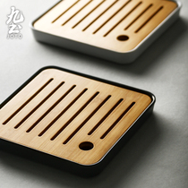 Solid Wood small tea tray square water storage type tea tray household mini bubble tray tea ceremony kung fu bamboo tray heavy bamboo tea tray
