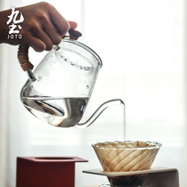 Glass hand-made coffee pot with scale Household heat-resistant hand-made side handle pot hanging ear fine mouth pot Electric pottery stove cooking kettle