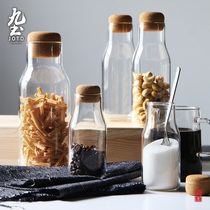 Jiutuo handmade glass household split tea cans storage cans coffee beans transparent sealed cans set toffee jars